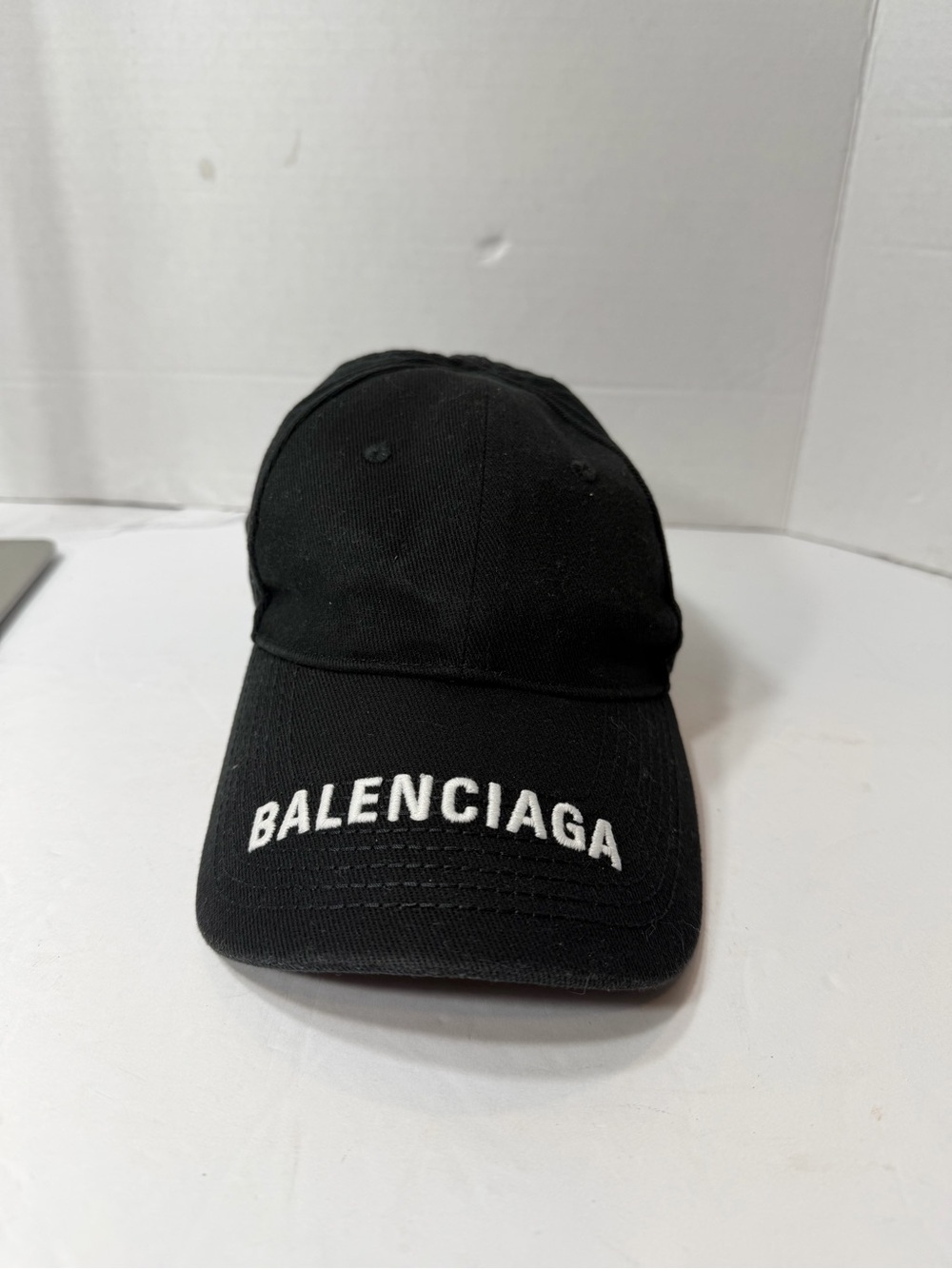 BALENCIAGA Logo Baseball Cap Hat Black Adjustable Size L Used L58 58cm
